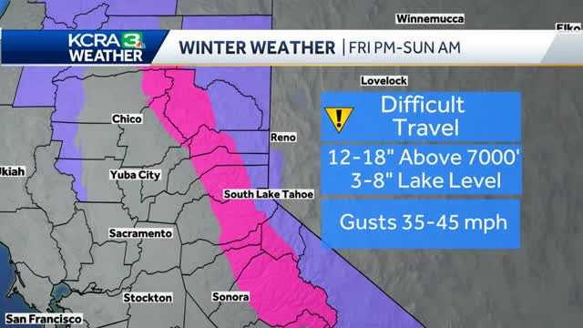 Rain and snow in Northern California this Saturday