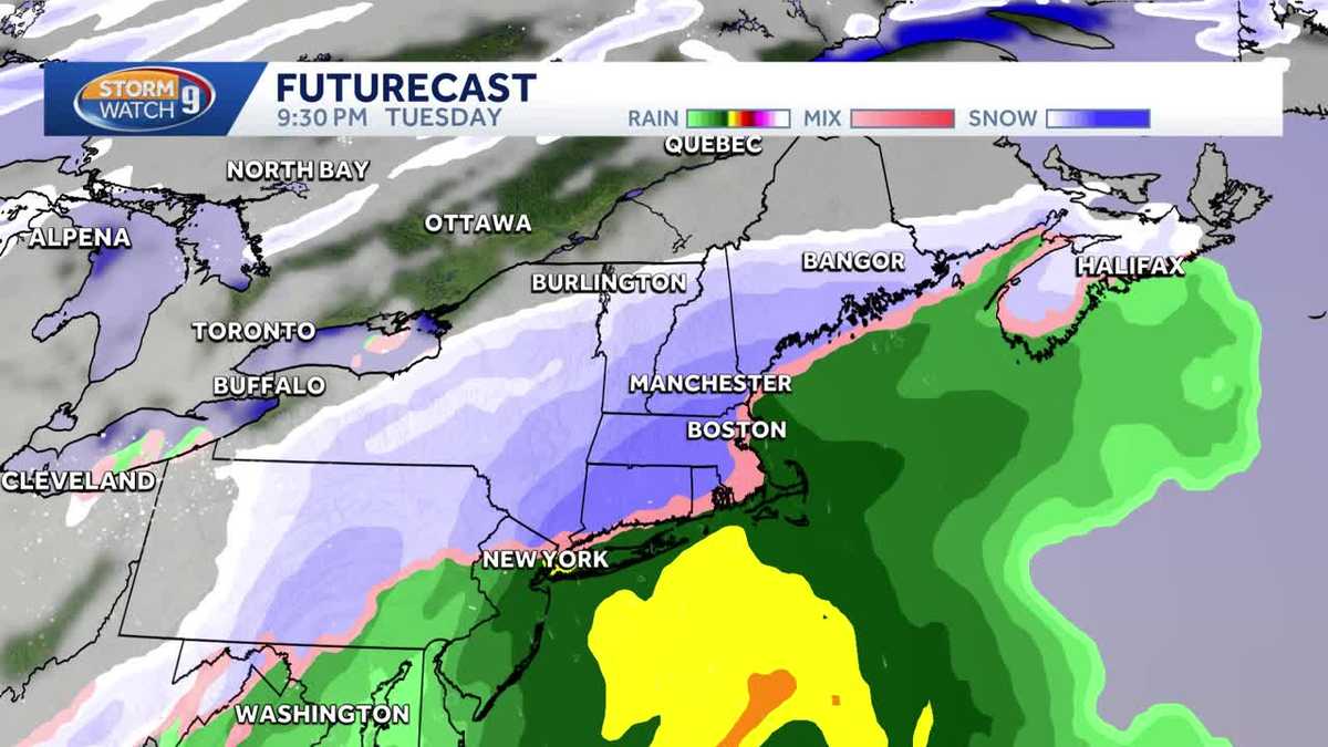 Hour-by-hour forecast of when plowable snow could move into New Hampshire