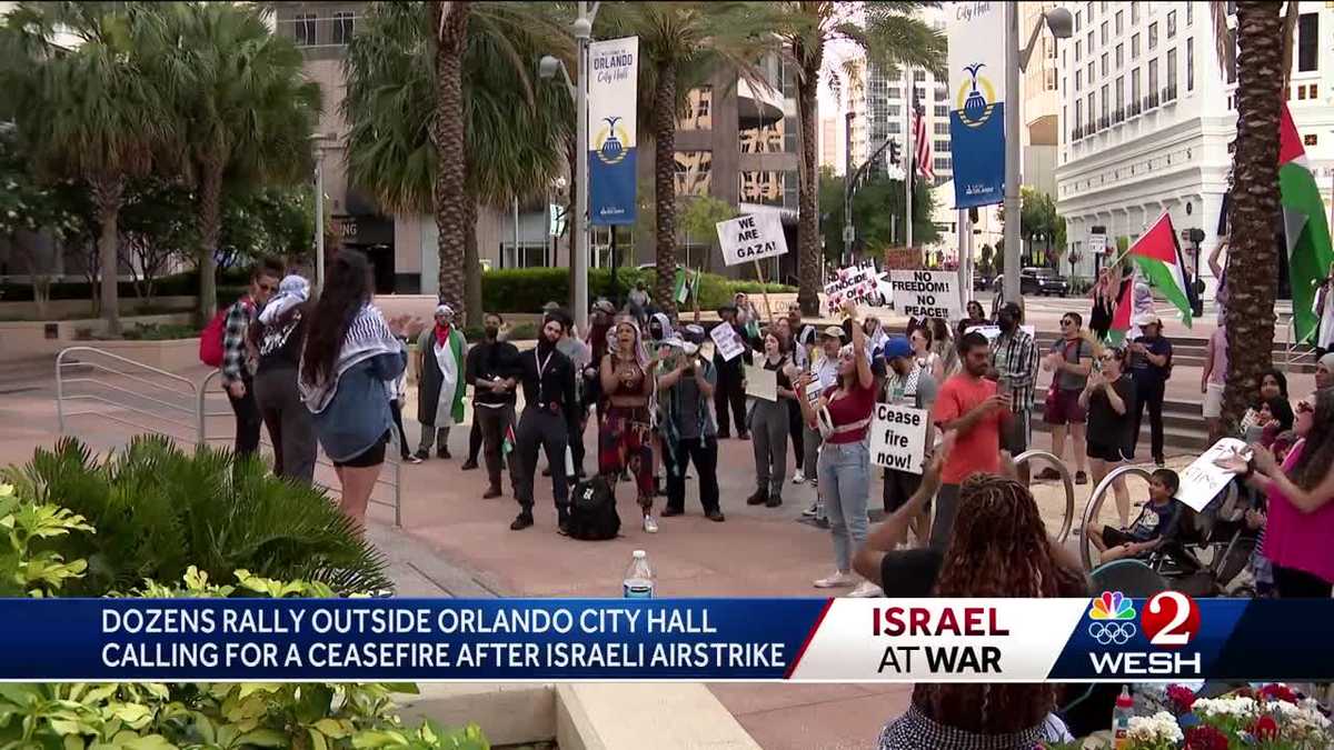 Dozens of people gather for pro-Palestinian rally and vigil outside ...