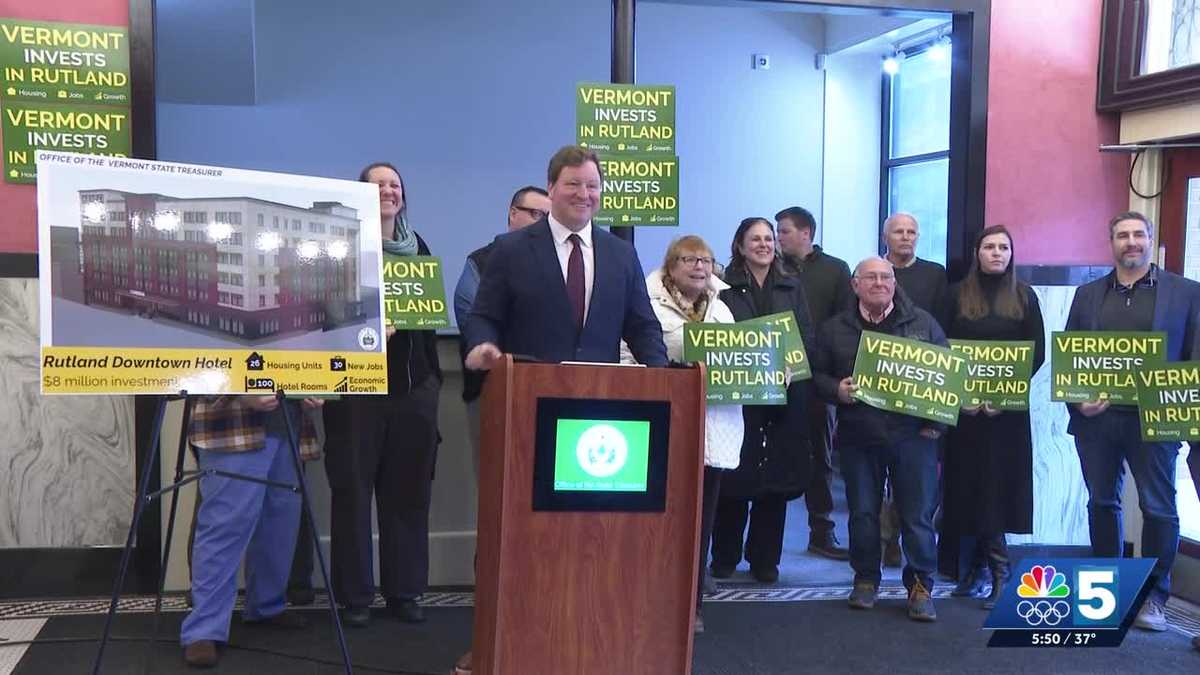 Treasurer Mike Pieciak announces eight-million-dollar contribution to Rutland downtown hotel project through 10% for Vermont