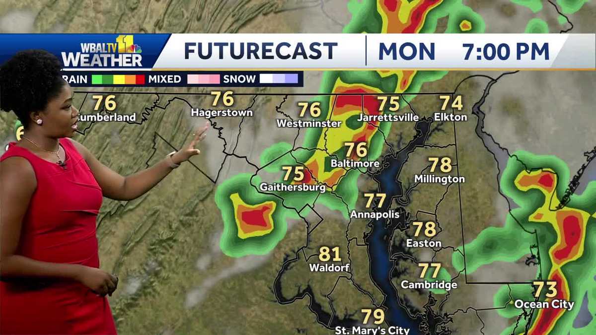 Isolated chance of showers and thunderstorms in Maryland