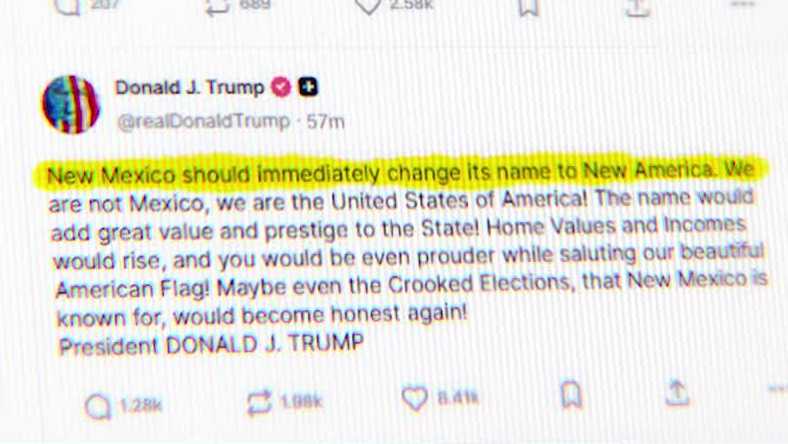 President Trump calls for New Mexico's name change to change to New America