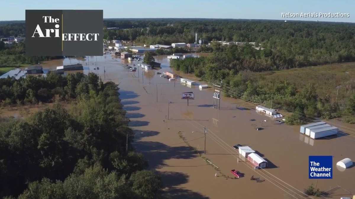 Drone Video Shows Flood Damage in NC