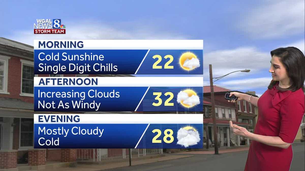 Not as windy today, light snow tonight in south-central Pennsylvania