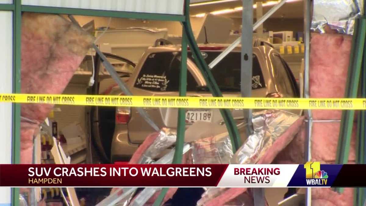 SUV crashes into Walgreens in Hampden