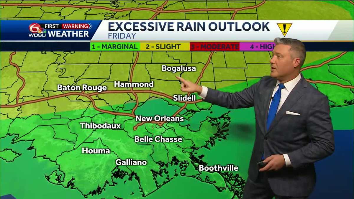 New Orleans weather Labor Day weekend forecast rain chances temps