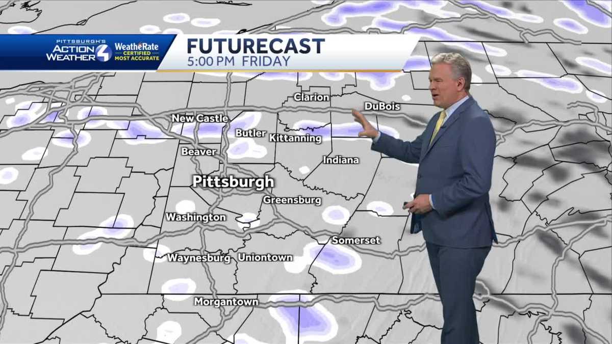 Cloudy and windy Friday morning with light snow