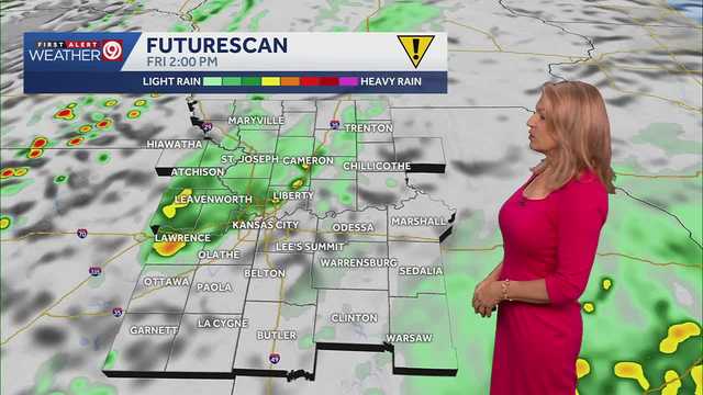 Some occasional light showers are possible in Kansas City this morning