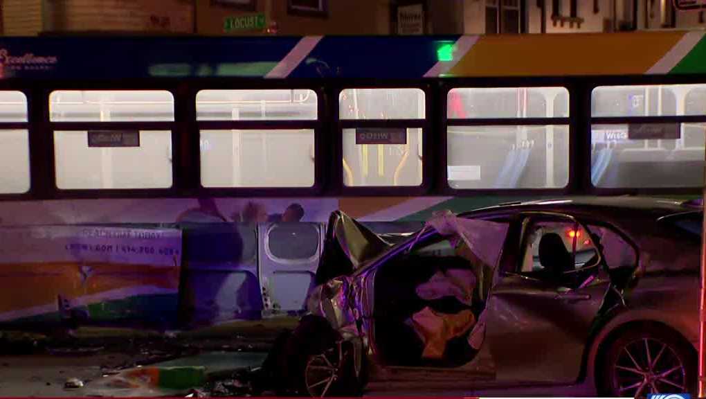 One dead after car slams into Milwaukee County bus