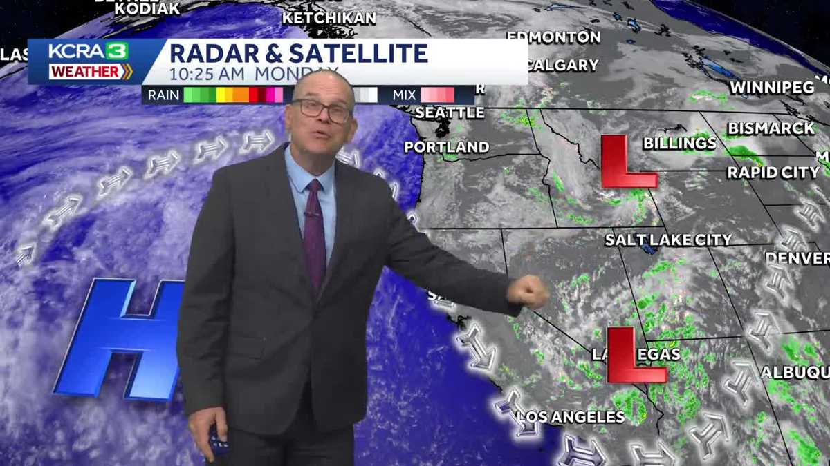 Dry and warmer followed by mountain showers mid-week in Northern California
