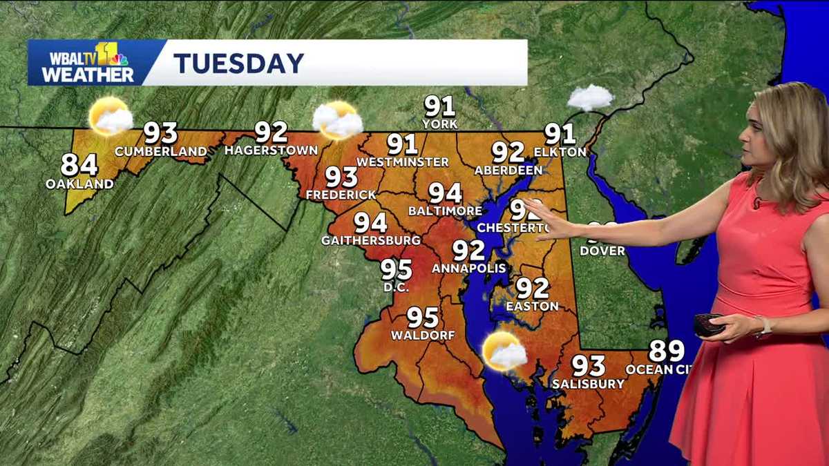 Triple digit heat index on Tuesday around Baltimore