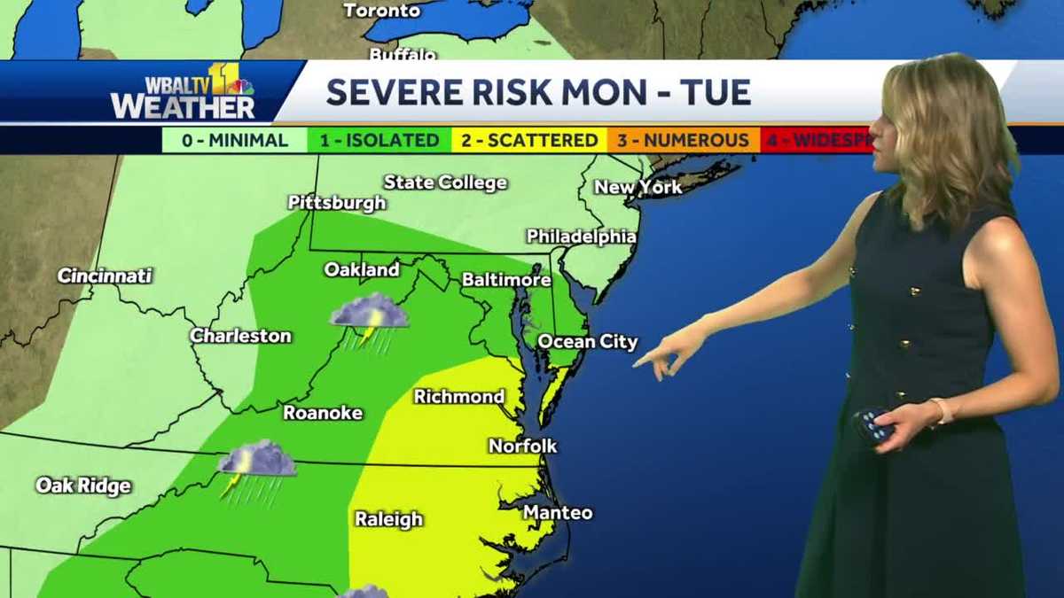 Hot and humid Monday for Maryland, slight chance of storms