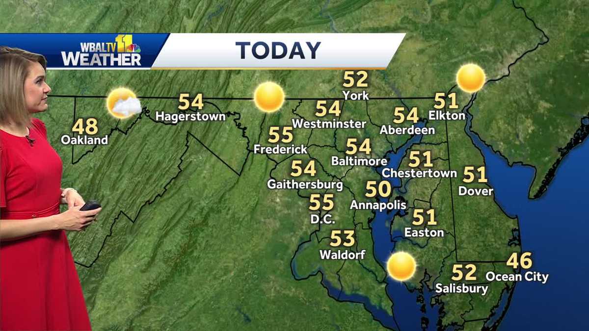 Sunny and clear skies with temps touching the 50s