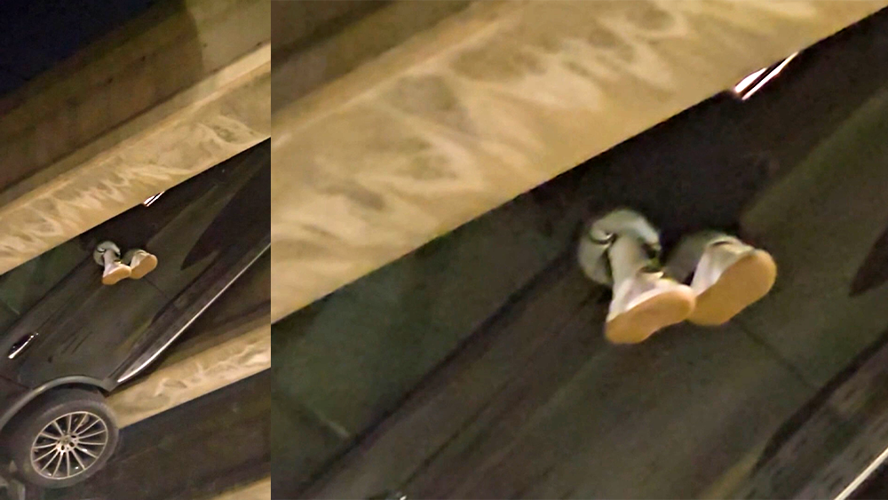 ‘We look up, we see feet’: Georgia crash leaves car hanging over interstate ramp
