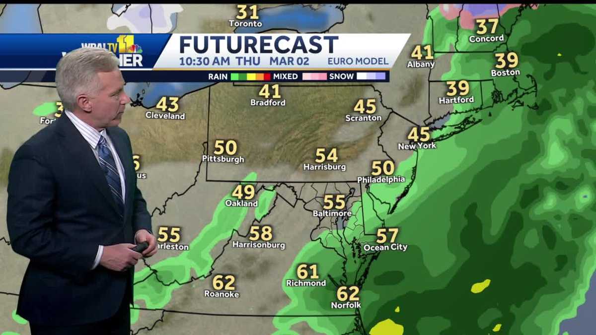 Showers Thursday morning, milder by afternoon