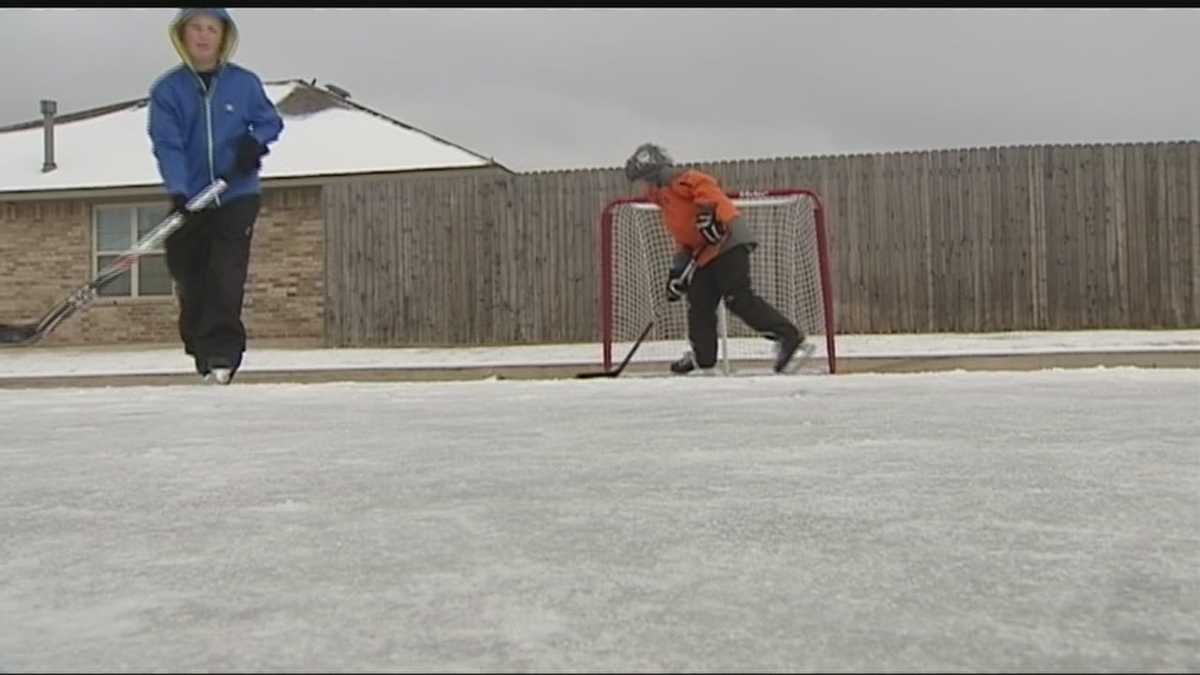 Neighborhood road ice rink for Edmond kids
