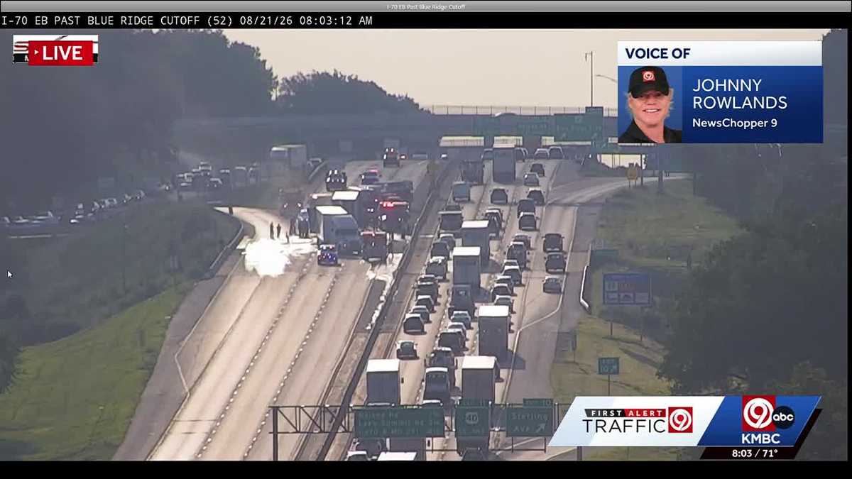 1 injured in fiery I-70 semi-truck crash in Kansas City