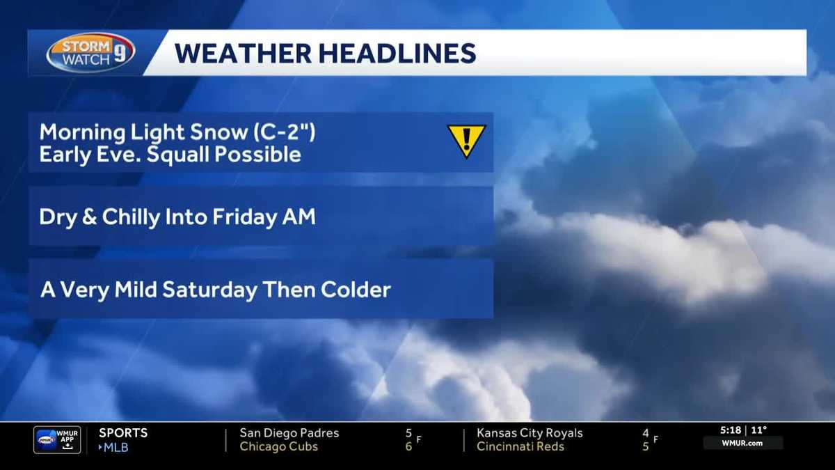Video: Light morning snow; squalls possible