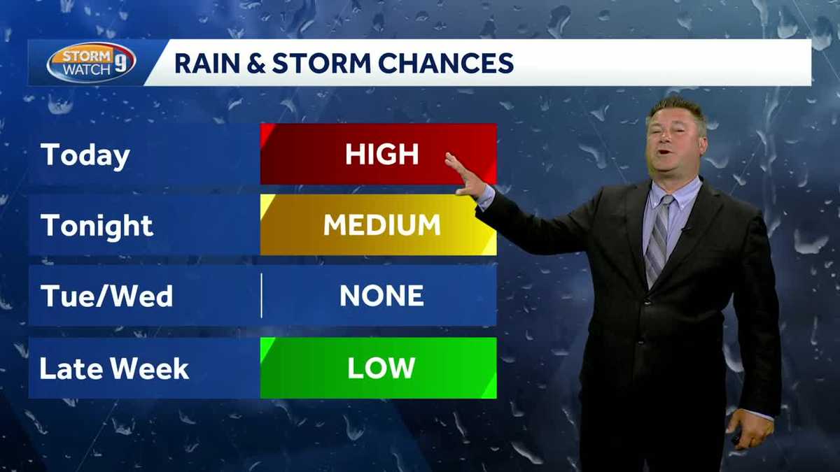 Video: Chance of heavy downpours, storms Monday.