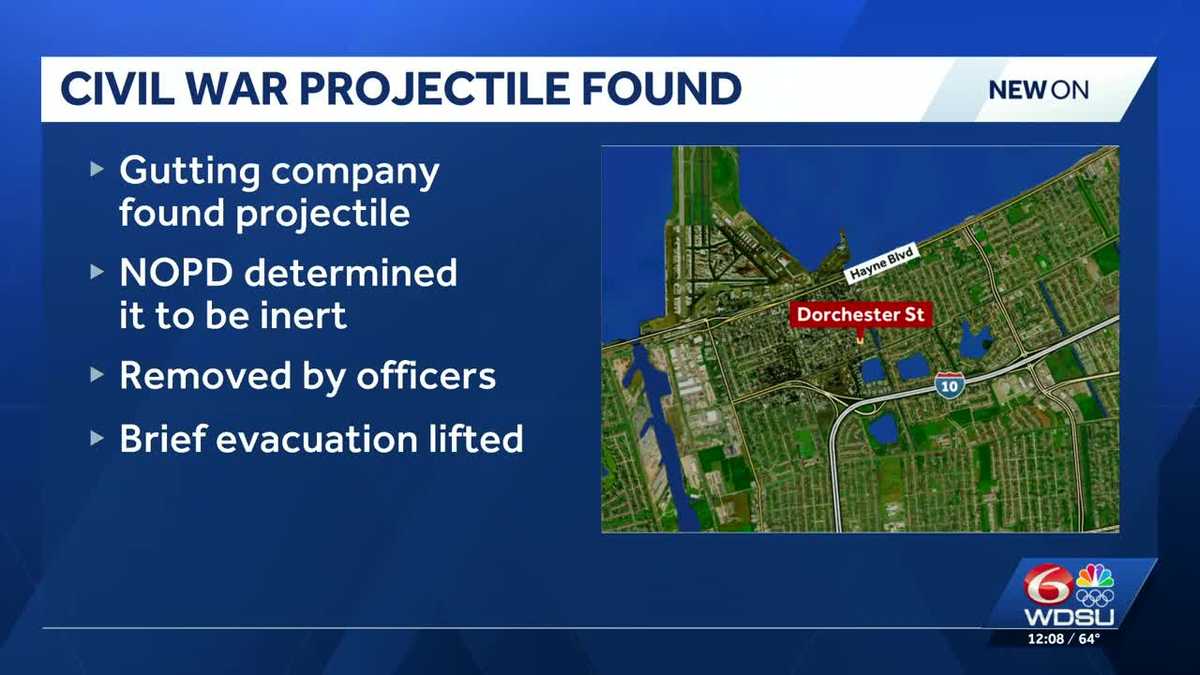 Civil War-era projectile found in abandoned New Orleans home