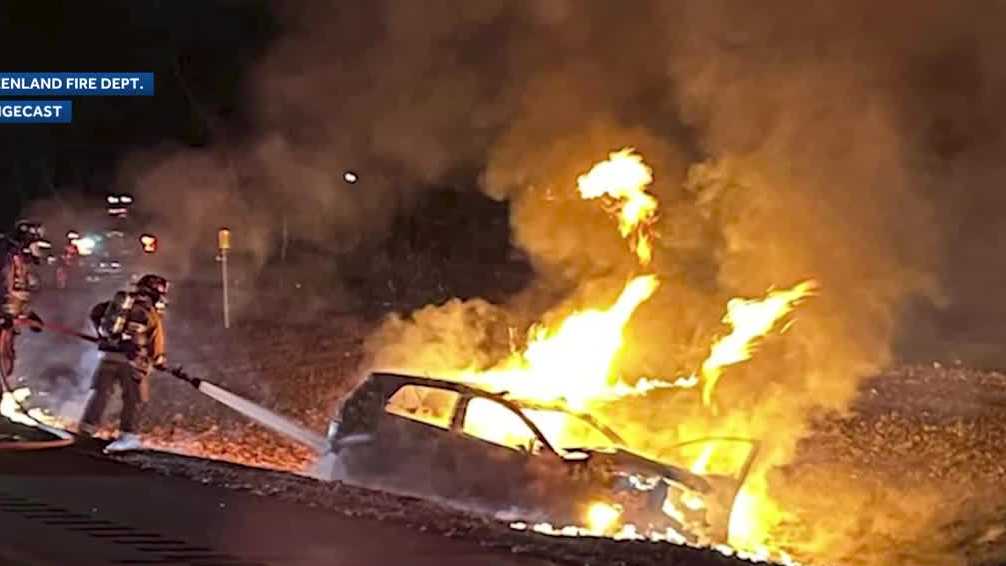 2 seriously injured in fiery crash on I-95 in Greenland, NH