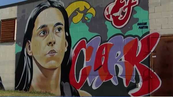 caitlin clark inspires artist to paint giant mural in indianapolis