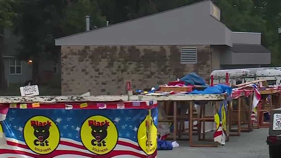 Severe storm damages fireworks stand in Riverside