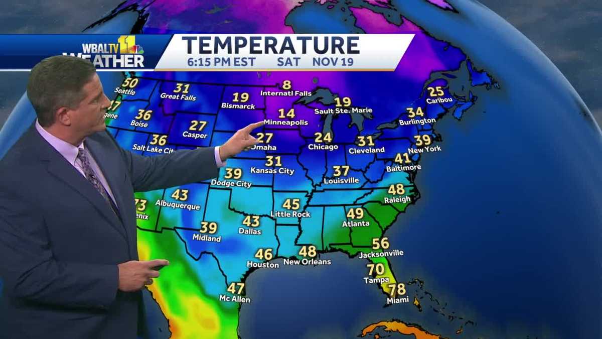 Temperatures well below normal Sunday