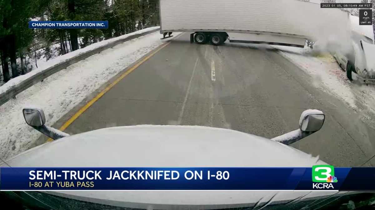 Jackknifed big rig on I-80 delays traffic for Sierra travelers