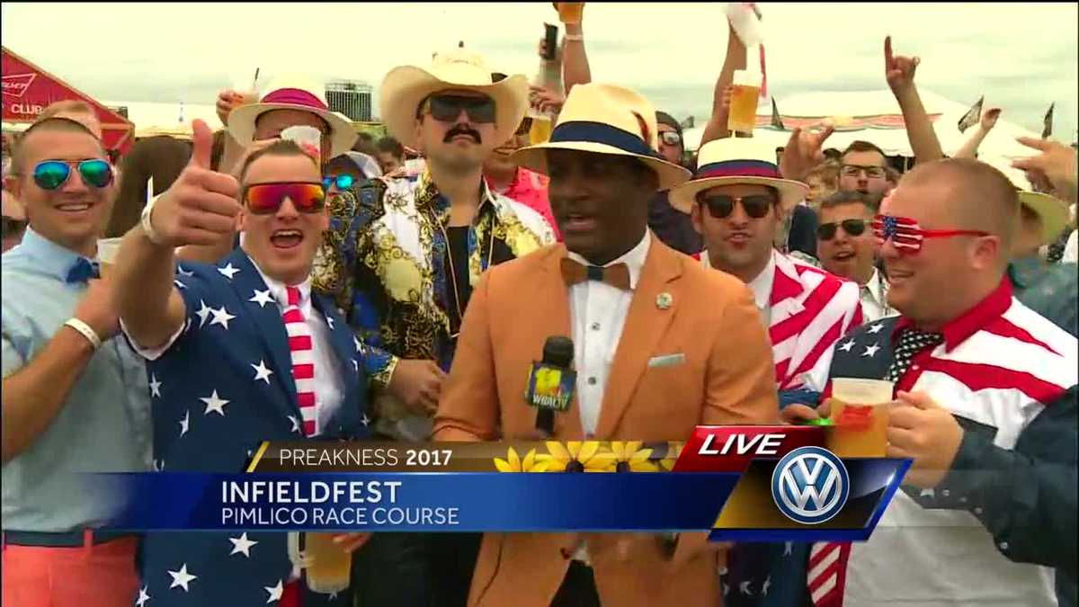 Video Infieldfest fans enjoying Preakness day