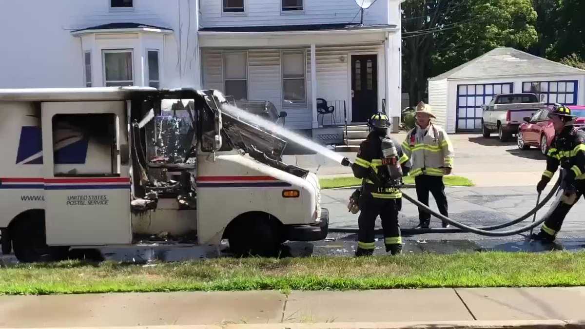 USPS mail delivery truck catches fire in Natick