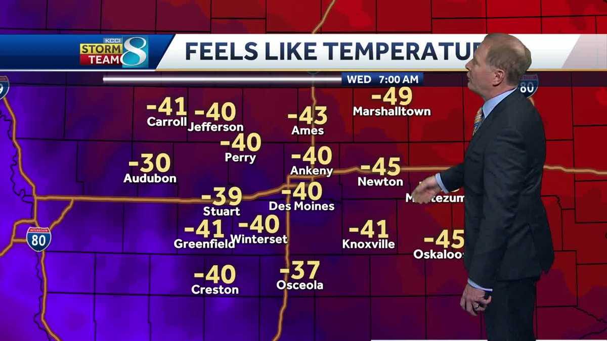 Chills drop near -40 degrees Wednesday