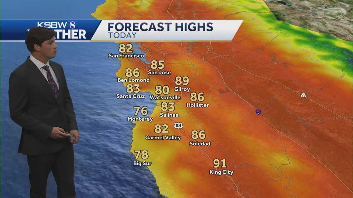 Drier air bringing warmer temperatures across the Central Coast Monday