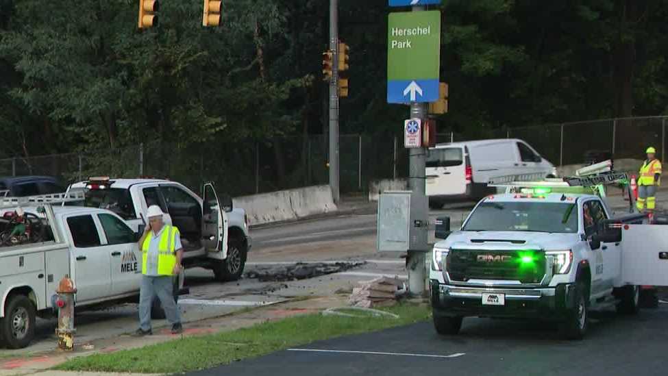 Water main break buckles road in Pittsburgh's West End