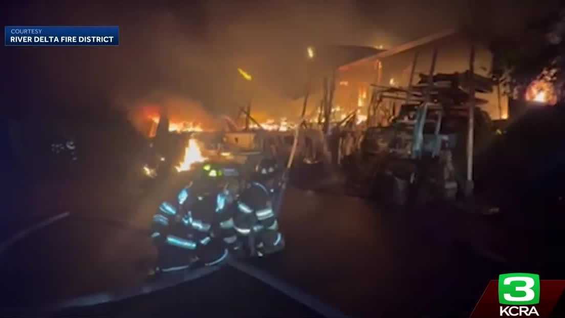 Fire destroys mobile home at Spindrift Marina in Isleton