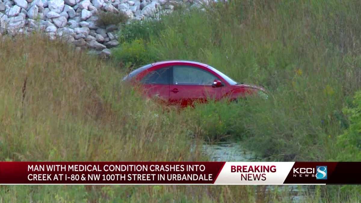 Driver hospitalized after car crashed into creek