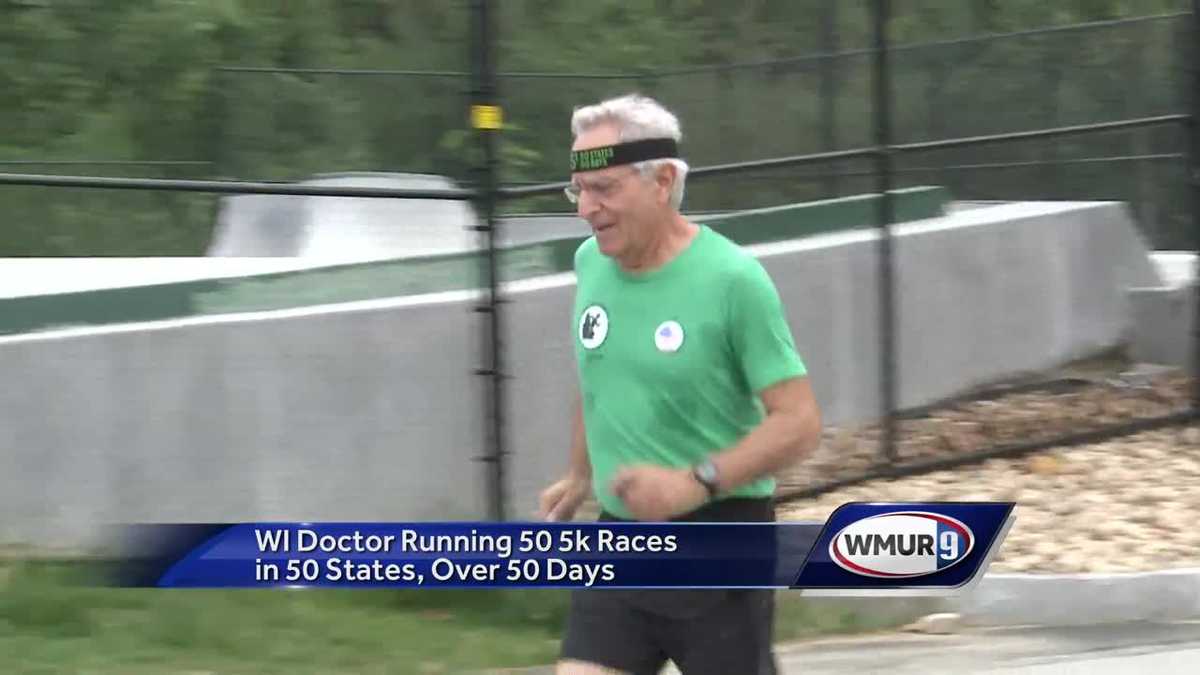 Doctor running 50 5K races for mental health awareness completes NH race