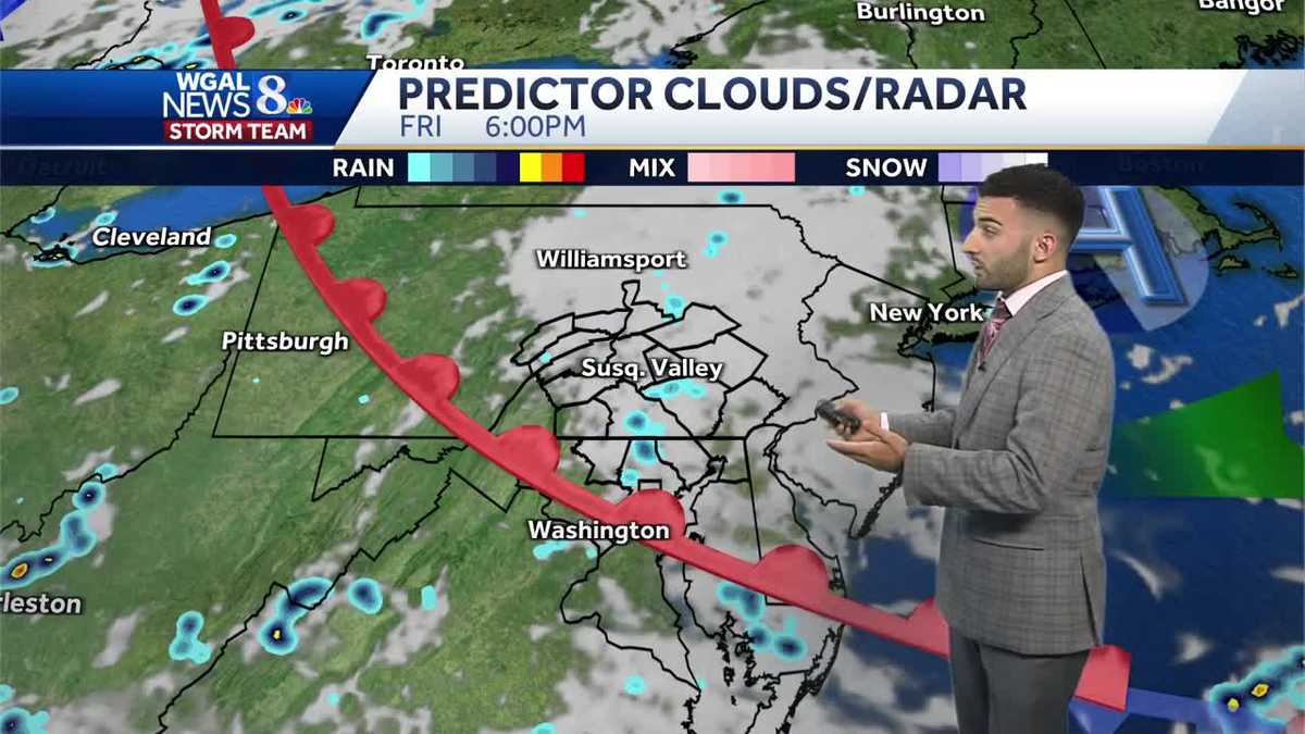 Cloudy and cooler today, storms late Saturday