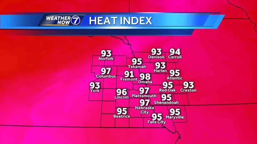 Temperatures in the 90s Saturday, feels like the mid to upper 90s