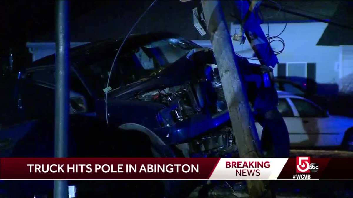 Truck crashes into utility pole
