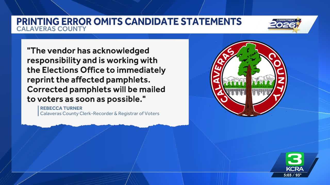 Calaveras County Elections Office identifies printing error on pamphlet sent to voters