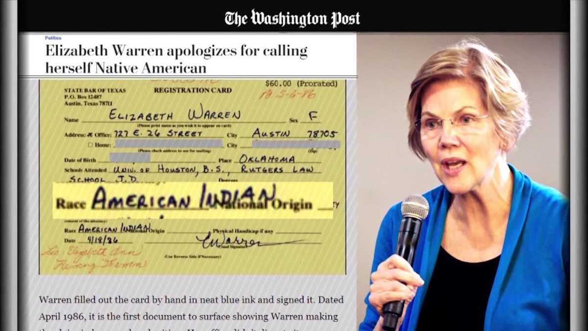 Elizabeth Warren apologizes for listing race as 'American Indian' on ...