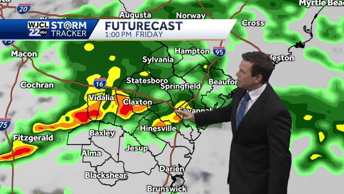 On and off showers today with a few thunderstorms this afternoon