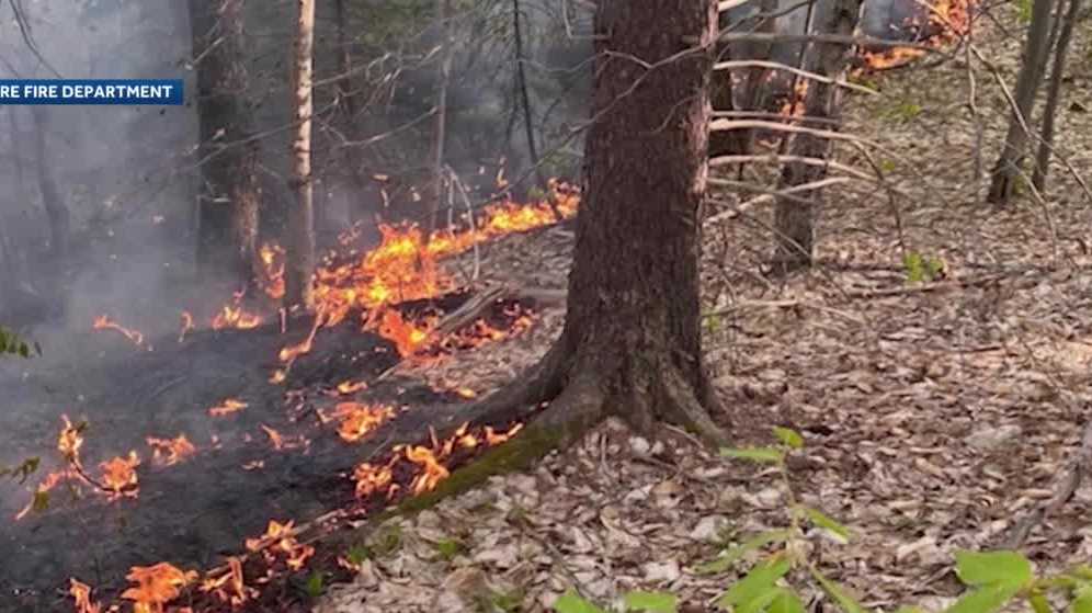 Crews battle 14-acre brush fire in Weare started by Tannerite