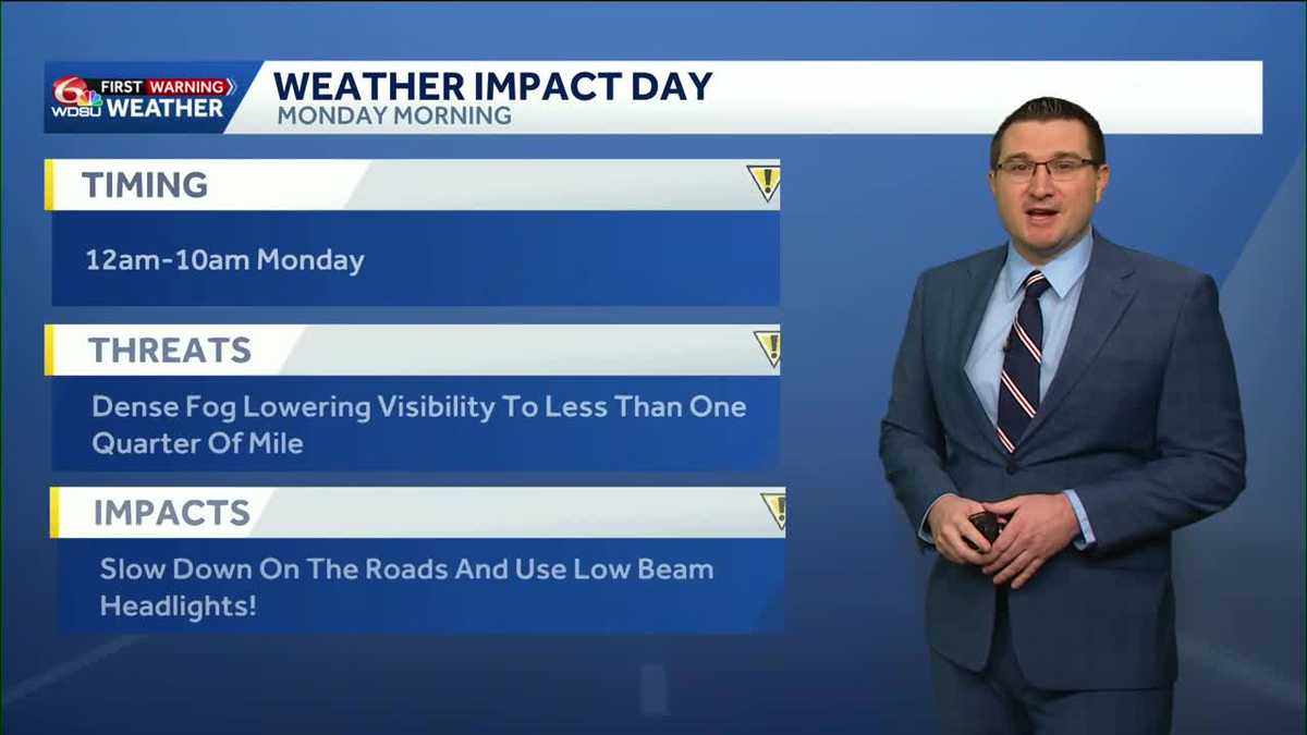 Morning fog is likely Monday with isolated showers possible