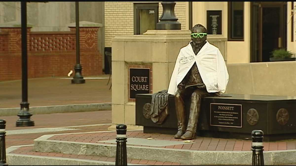 Greenville statues get dressed up for April Fools