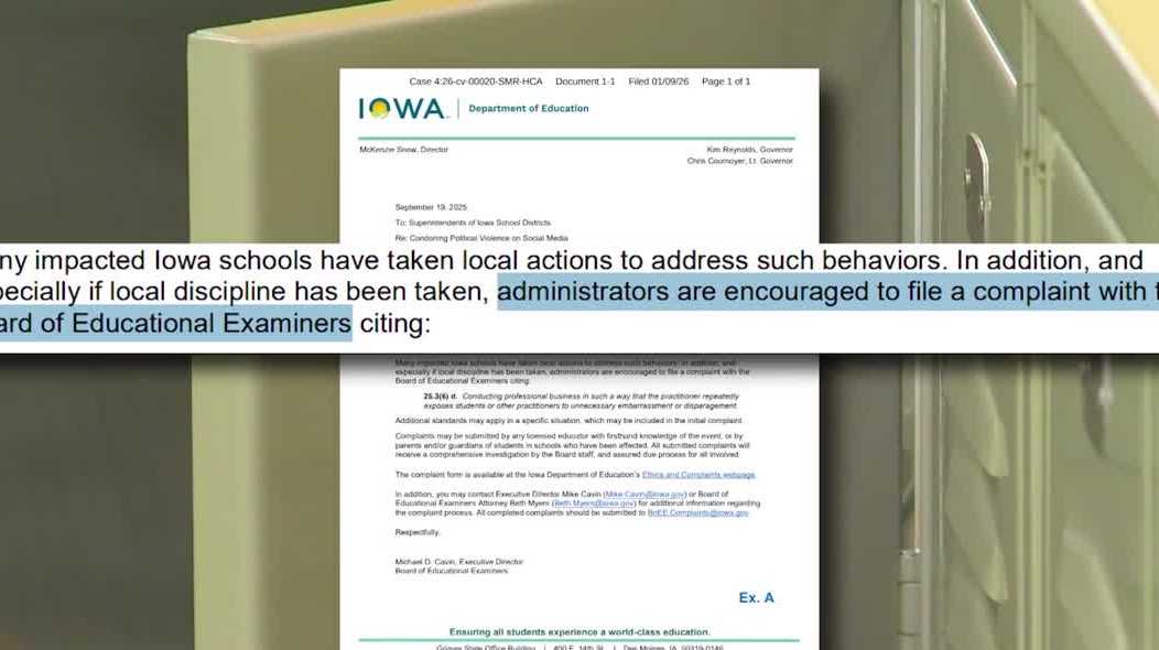 Lawsuit claims Iowa board targeted teachers for comments after Kirk’s death