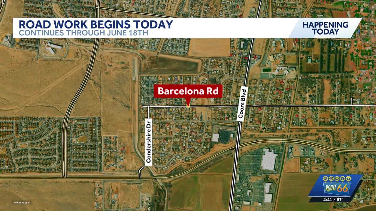 Road work planned on Barcelona Road in southwest Albuquerque