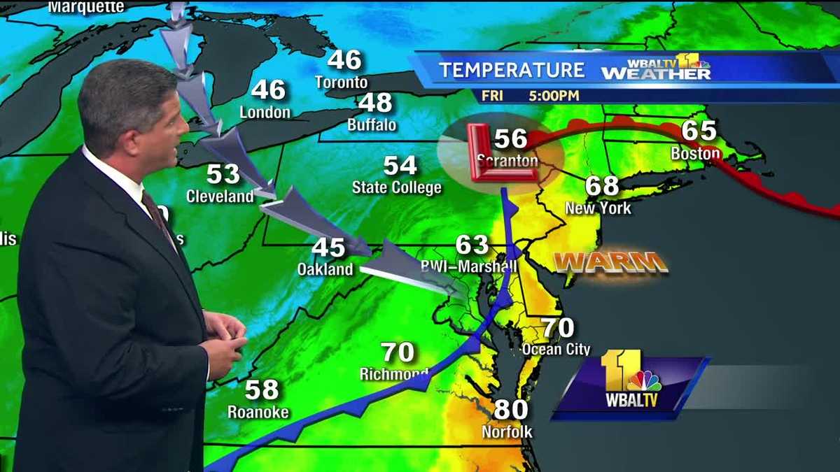 Temperatures drop as cold front passes through