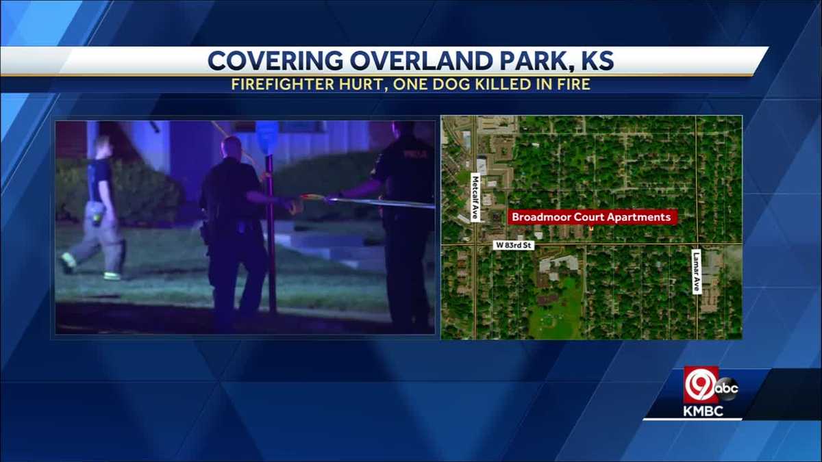 Overland Park firefighter injured, dog killed in apartment fire